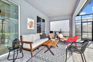 private pool and outside furniture