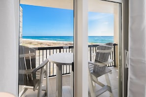 Sit, relax and stay awhile. The balcony is my favorite spot