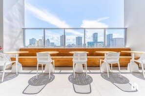 Maybe a bite to eat or remote work here with a city view