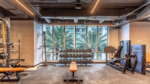 A modern fitness center on site