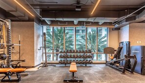A modern fitness center on site