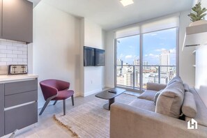 Smartly-designed space with city views