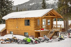 This is the cabin in the winter. The Eagles Nest is upstairs. 