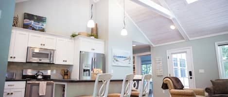 Open concept kitchen and living area.