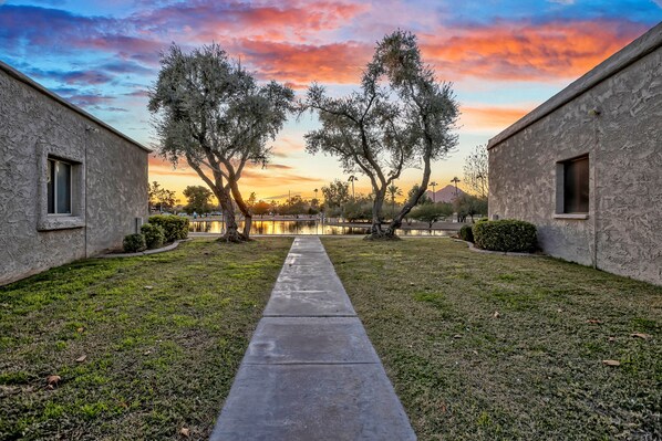 Watch the sunset over Camelback Mountain from Chaparral Lake
