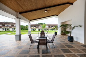 Perfect outdoor set up with ample furniture and space for your enjoyment in the Club House of the complex