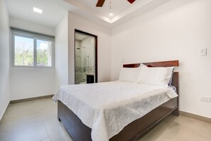 Wake up in the bedroom of your dreams with natural light, cool air, and high-quality linens.