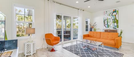 Lost Key A Salty Suite Living Room and Balcony