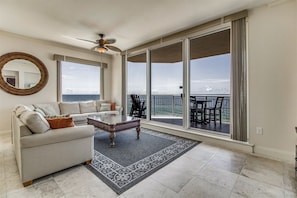 Indigo West 601 Living Room and Beach View Balcony