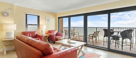 Ocean Breeze East 601 Living Room and Beach View Balcony
