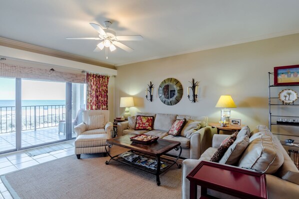 Shipwatch D204 Living Room and Beach View Balcony