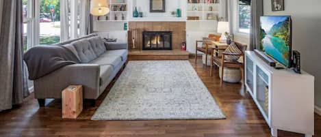 Living room with fireplace