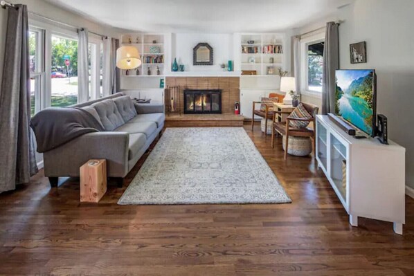 Living room with fireplace