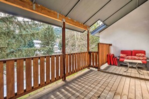 Deck | Mountain Views | Hiking Trail Access On-Site | Gas Grill