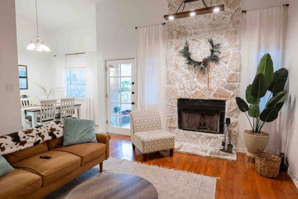 Wood fireplace available. Wood can be purchased at local stores.