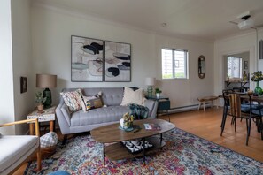 Spacious living room with stylish and comfortable furnishings.