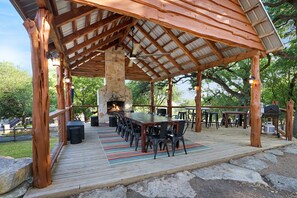Large outdoor table for everyone to gather at