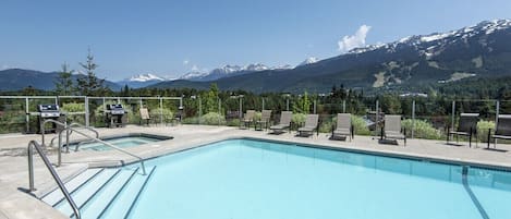 Spectacular year round heated swimming pool with mountain views. 