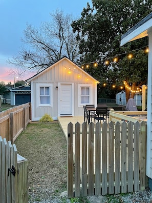 Cottage out back with two double beds and full bathroom