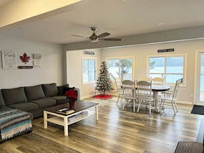 Living/dining room- Christmas ready! 