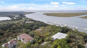 Captivating top view of the Ships and ocean area