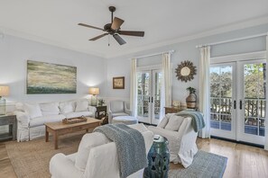 Living room opens to large sitting porch.