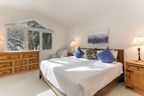 Primary Bedroom with King Bed, 2 Night Stands, Club Chair and Dresser for guests use