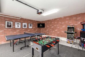 Multi-Functional GameRoom with Ping Pong, Foosball & Arcade Games