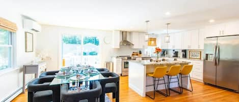 kitchen and dining room, open concept