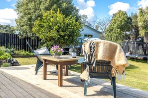 private deck overlooking garden