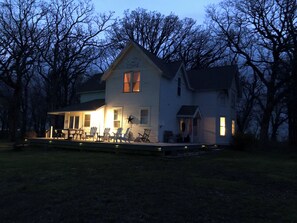 farmhouse at night