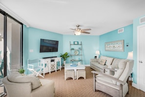 Living room with large flat screen TV