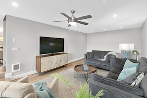 Plenty of seating our living room!