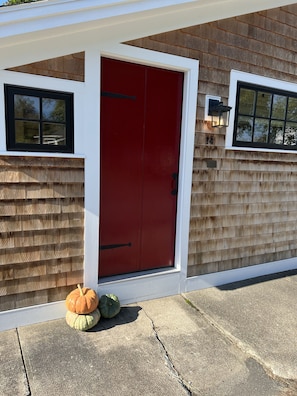 red front entry door