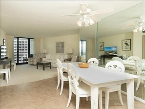 Dining area and living room