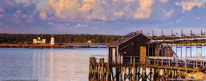 The lighthouse is your neighbor.  The village of Prospect Harbor, Maine is located in Downeast Hancock County on the southeastern part of the Gouldsboro Peninsula. Small and quiet with excellent views of the Prospect Harbor Lighthouse, lobster boats and other vessels