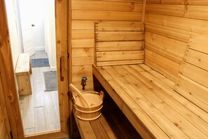 Relax in the Sauna, which can be found downstairs. 