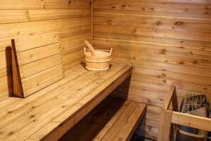 Relax in the Sauna, which can be found downstairs. 