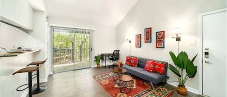 Like lots of space and a high ceiling? This is the perfect living room for you!