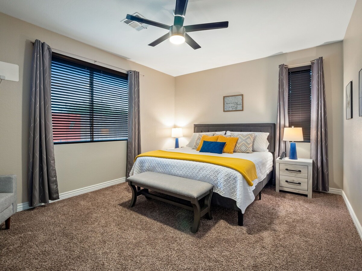Beautifully furnished Mesa home w/ private backyard & heated pool. Come & relax!