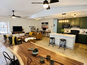 Living space from dining area