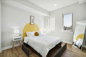 Clean and airy bedroom with underbed storage