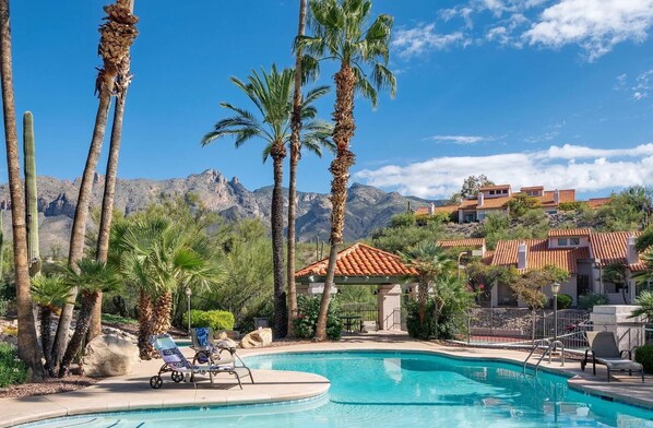 Pool and Spa w View of House (far left on hilltop)