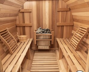 Rejuvenate in our new red red barrel sauna