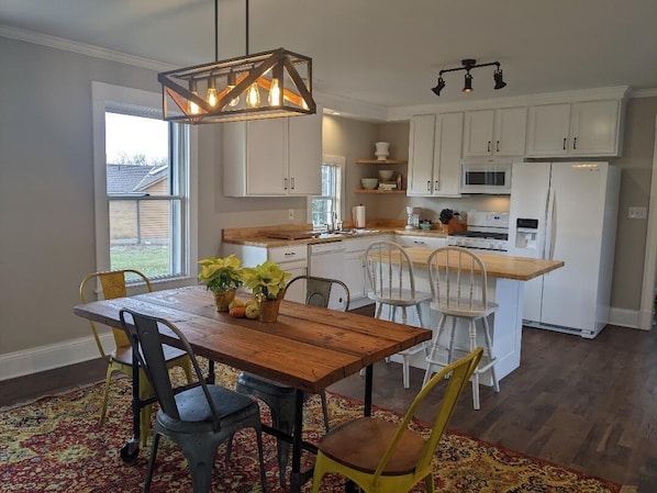 Kitchen and dinning are an open floor plan. 