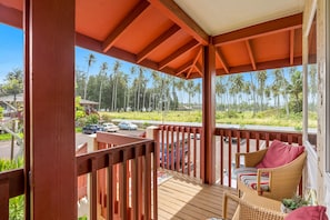 Enjoy distant ocean views from the front deck
