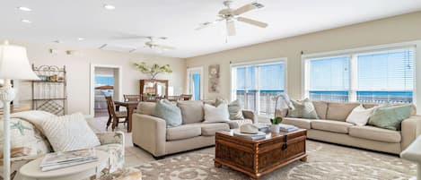 Experience coastal living at its finest with our pet-friendly Gulf-front cottage, boasting a spacious and thoughtfully designed layout with high-end features that will make you and your furry friend feel right at home