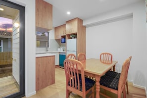 The dining table is a great space to eat together, play games or do a jigsaw puzzle.