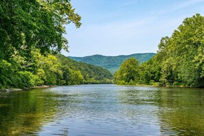 Swim, fish, or go tubing on the river from the public access that is 25 feet from the cabin