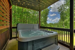 Relax and soak your cares away in the hot tub!